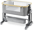 4 in 1Baby Bassinet,Bedside Bassinet for Baby, Rocking Bassinet with Comfy Mattress and Wheels, 7 Height Adjustable Easy Folding Portable Bedside Crib for Newborn