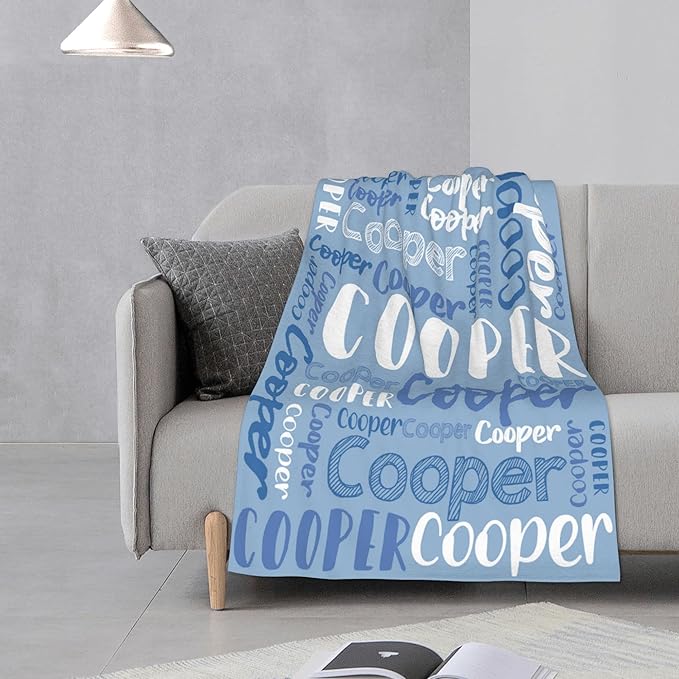 Dr.TOUGH Personalized Blankets with Name Customized Baby Blankets for Girls Boys Adults Monogrammed Blankets and Throws Christmas Birthday Mothers Fathers Valentines Day Gift (Sky Blue,30''×40'')