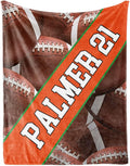 Personalized Football Baby Blanket Gifts: Custom Soft Flannel Fabric Blankets with Name Number for 0-6 Years Kids Boys Girls - Warm and Comfortable(30X40inch)