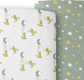JumpOff Jo - 2 Pack Fitted Crib Sheet, Super Soft Breathable 100% Cotton Baby Crib Sheet for Standard Crib Mattresses and Toddler Beds, 28 in. x 52 in. - Lions & Stars