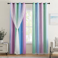 XiDi Girls Curtains for Bedroom 96 Inches Long 2 Panels Green Purple Blue Rainbow Blackout Curtains for Little Girl Kids Room Decor Living Room, Princess Unicorn Wall Decals Drapes 34x96