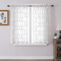 VISIONTEX White Sheer Curtains 54 Inch Length 2 Panels Set Brown Moroccan Embroidered Curtains Trellis French Textured Rod Pocket Voile Tulle Semi Window Drapes for Bedroom Living Room 54 x 54 Inches