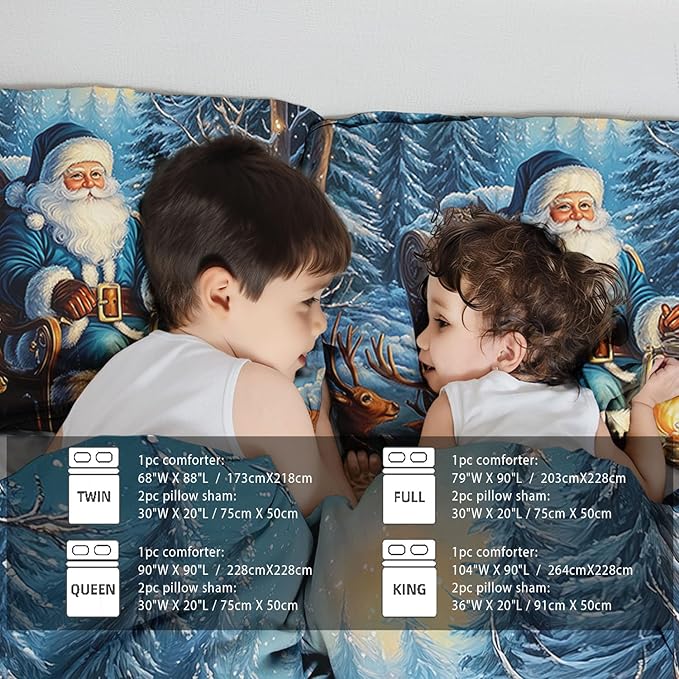 Raphus cucullatus Christmas Bedding King,Christmas Comforter Set,Santa Claus Decor Holiday Bedding Winter Quilt,Santa Claus Comforter Set,Snowflake Navidad Quilt Set,Cute Reindeer Quilt