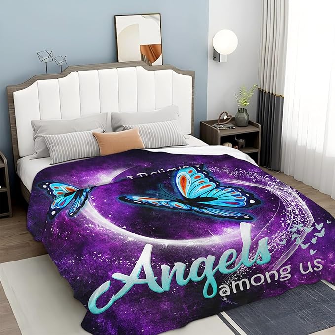 Tijuboni Butterfly Throw Blanket Blue Butterfly Gifts for Girls Boys Women Men Kids Adults Soft Flannel Fleece Blanket for Couch Sofa Bed Home Decor 40"x50"