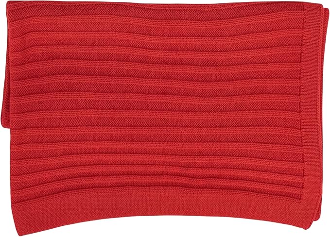 Baby Knit Blanket, 100% Cotton Ribble Patterns, Soft, Cozy, Lightweight Swaddle for Newborn & Infant Swaddling Beige Neutral, Perfect Baby Shower Ideas Red 30x40