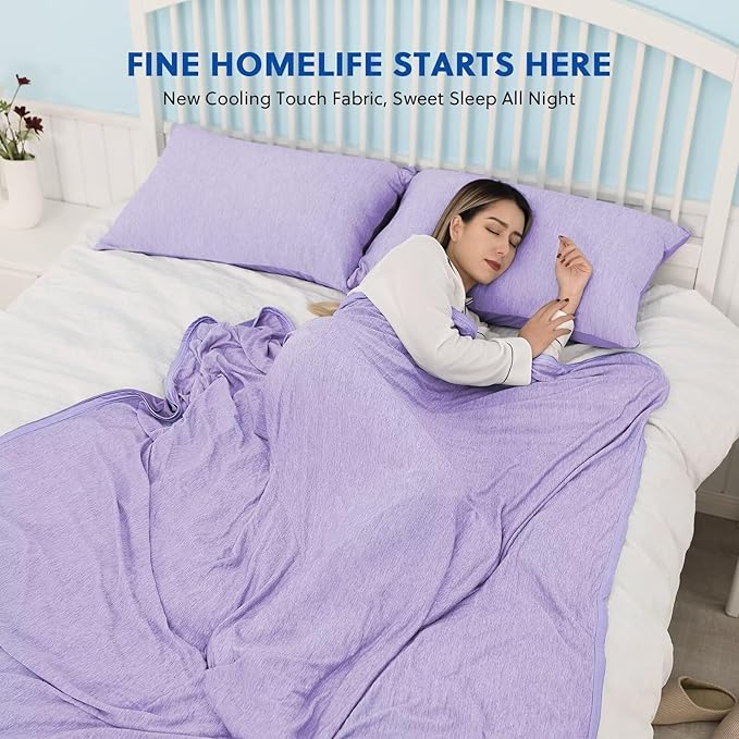 HOMFINE Cooling Blankets for Hot Sleepers - Summer Blanket Thin Lightweight Breathable Soft Double Side Enhanced Cooling for Bed Couch Sofa, Keep Cool for Night Sweats (Purple, 60 x 80 inches)