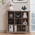 9 Cube Storage Organizer, Wood Cube Bookshelf with LED Lights, Horizontal Storage Cubes, Kids Bookshelf, Display Cabinet Cubby Shelf for Living Room Home Office Bedroom, Grey