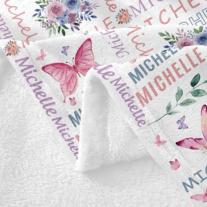 Ships Next Day, Personalized Baby Blankets, Custom Baby Blanket with Name for Girls,Gift for Chrismas Birthday Memorial Day, Customized Flannel Blanket for Kids Adults 30"X40"