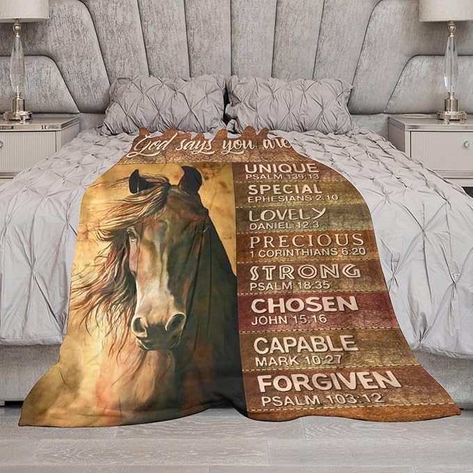 Horse Blanket Horse Gifts for Girls Women Men Horse Throw Blanket for Kids Adults Soft Warm Cozy Fleece Blanket for Couch Sofa Bed 60"x80"