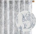 jinchan Linen Nursery Curtains 72 inch Long Woodland Wildlife Blue Print Drapes for Kid's Room Light Filtering French Country Farmhouse Curtains with Bunny and Forest Design Set of 2 Panels