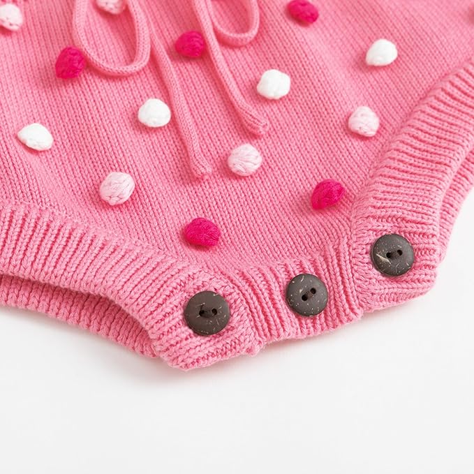 Simplee kids Baby Girl Knit Romper Fall Sleeveless Pompoms Rompers Newborn Little Girl Overall Jumpsuit Outfits