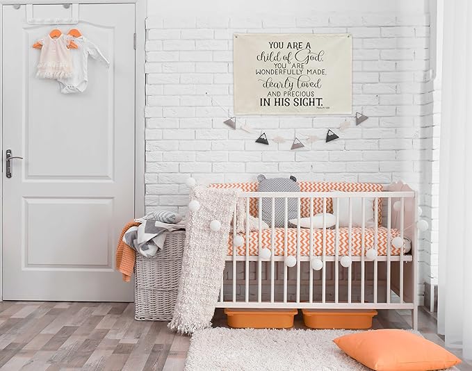 Nursery Wall Decor-Rectangular Canvas Banner Flag Wall Decor for Baby Boy Girl Kids,Nursery Above Crib Bedroom Reading Room Playroom Decor-You are a Child of God-Baby,Shower Birthday Christmas Gift
