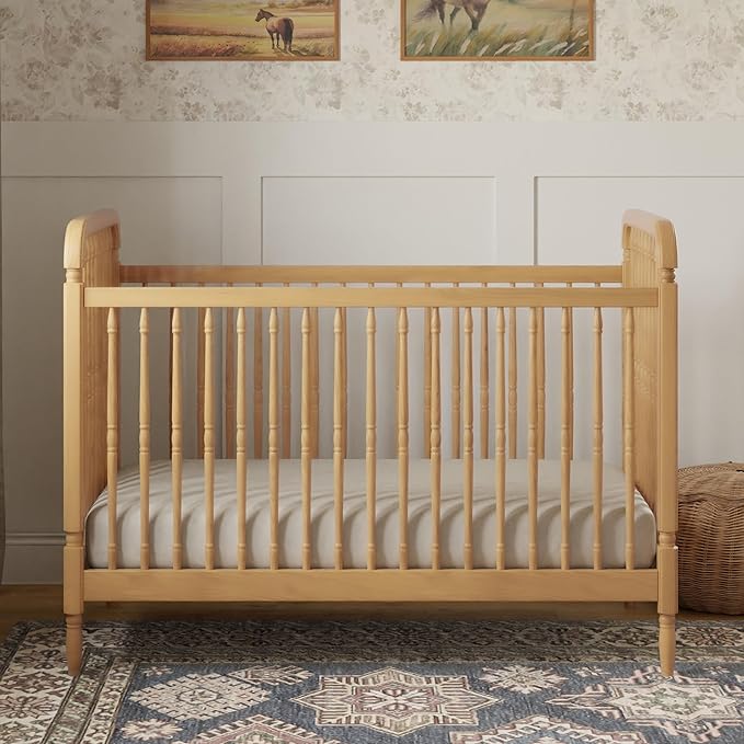Namesake Liberty 3-in-1 Convertible Baby Crib w/Wooden Toddler Bed and Daybed Conversion - Durable, Easy to Assemble & GREENGUARD Gold Certified - 4 Adjustable Mattress Heights - Honey