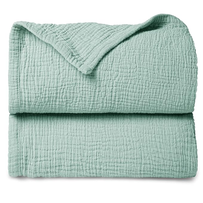 lulumoon Muslin Baby Blanket Quilt - Crib Blanket for Toddlers 47"× 47" Sage