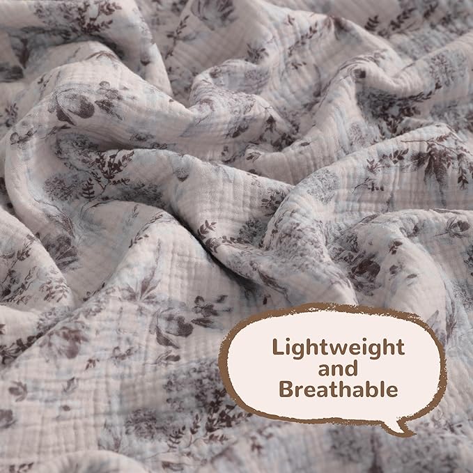NTBAY 2 Layer Muslin Cotton Baby Swaddle Blanket, 30x40 Soft and Breathable Receiving for Newborns and Infants, Perfect for Crib, Stroller, Travel, Lightweight Nursery Blanket, Vintage Bloom