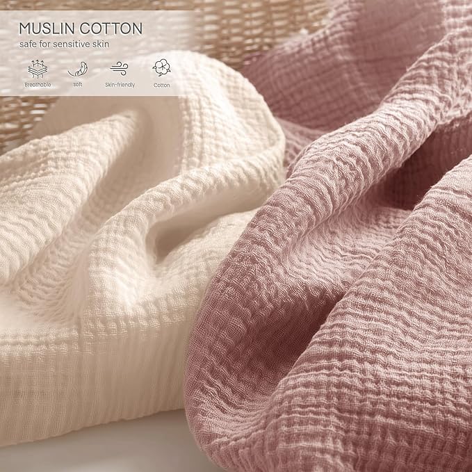 lulumoon Fitted Pack and Play Sheets: Soft Muslin Cotton for UPPAbaby Playard Mattress - Neutral Colors for Boys and Girls