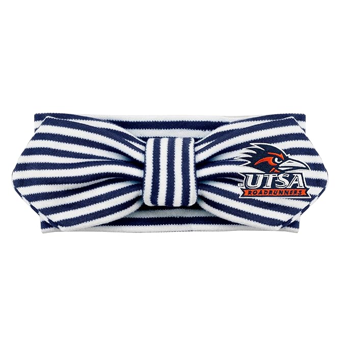 Creative Knitwear UTSA Roadrunners Texas San Antonio Infant Girls Navy/White Striped Hair Knot Headband Embroidered Logo - Size Newborn - 4T