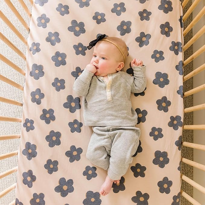 Premium Fitted Knit Crib Sheet/Toddler Sheet Gemma in Tan by Copper Pearl