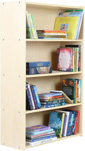 Classic Birch Book Shelf, Wooden Wall Organizer for Books, Toys, Office, and Kids Supplies, Natural (4 Tier - 48")