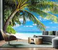 AFZEVEB-Beach Wall Mural Tropical Palm Tree Landscape Wallpaper for Bedroom 136"x96"(Not Peel and Stick)