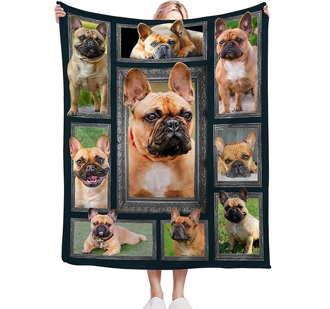 French Bulldog Gifts & Decor: Cute Dog Throw Blanket - Soft, Warm, Cozy Fleece for Couch, Sofa, Bed - 60"x50"