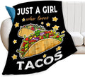 Taco Blanket for Girls Just Girl Who Loves Tacos Throw Blanket Soft Cozy Warm Fuzzy Fleece Tacos Food Bedroom Decor Blanket Gifts for Kids Women Men Adults Couch Sofa Bedding 80"X60"