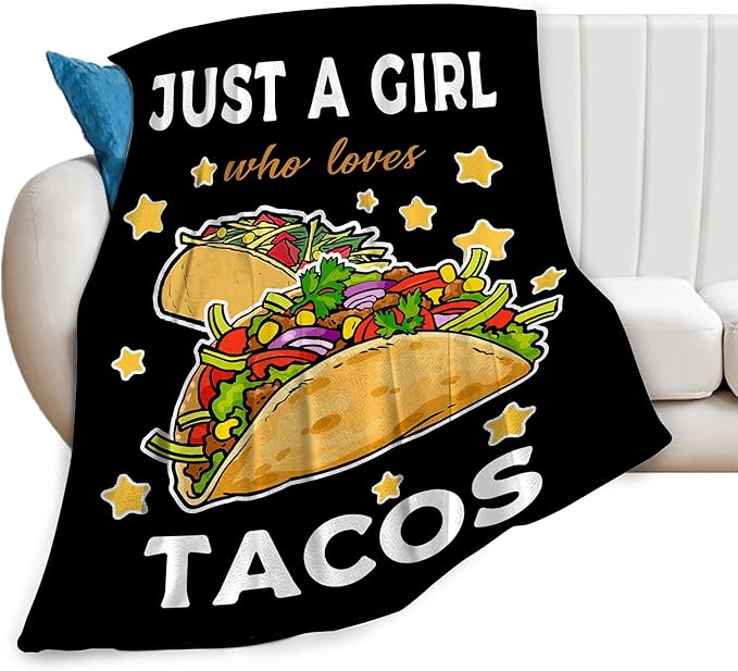 Taco Blanket for Girls Just Girl Who Loves Tacos Throw Blanket Soft Cozy Warm Fuzzy Fleece Tacos Food Bedroom Decor Blanket Gifts for Kids Women Men Adults Couch Sofa Bedding 50"X40"
