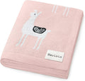 Knit Swaddling Baby Blanket - 100% Fine Loomed Cotton Cozy Receiving Cuddle Stroller Crib Swaddling Stroller Swaddle Quilt Blanket for Newborns Infants Toddler Boys and Girls (Llama - Pink)