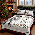Kids Christmas Snowman Comforter Set Queen Size,Snowflake Winter Bedding Set,Girls Boys Adults Xmas Decor,Geometric Grids Lattices Patch Down Comforter,Red Rustic Vintage Duvet Insert,2 Pillowcases