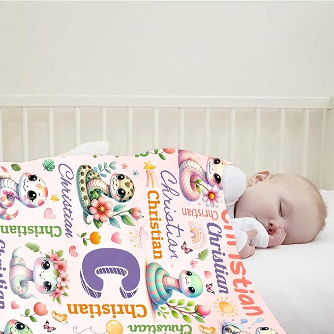 Personalized Custom Snake Preschool Blanket Gifts for Baby Toddler Kids Boys Girls - Customized Snake Super Soft Lightweight Flannel Sheets Decor for Crib Nap Couch - 30"x40" for Baby/Pets