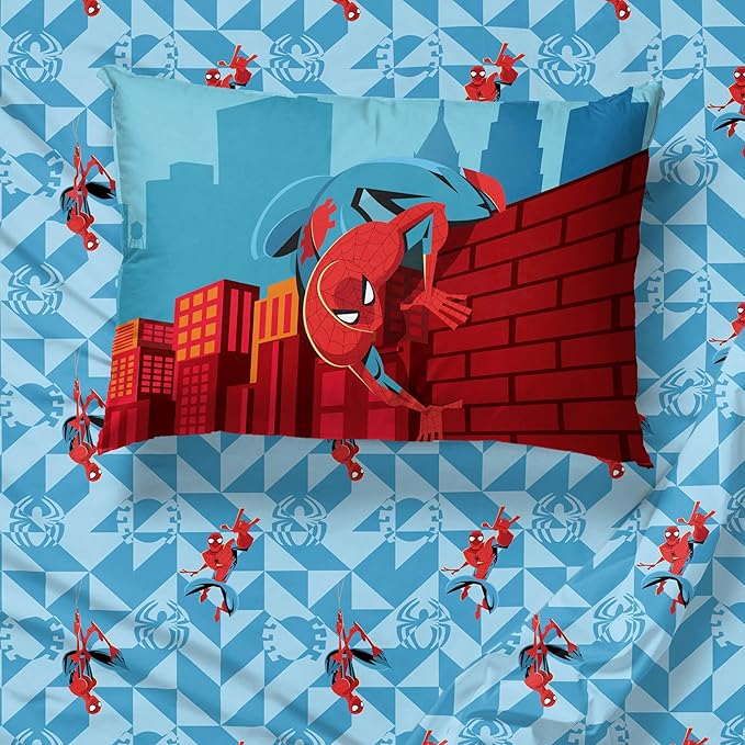Sunny Side Up Kids Sheet Set Includes Sheets and Pillow Cover - 100% Microfiber Bedding and Room Decor, Blue - Spiderman, 3 Piece Toddler