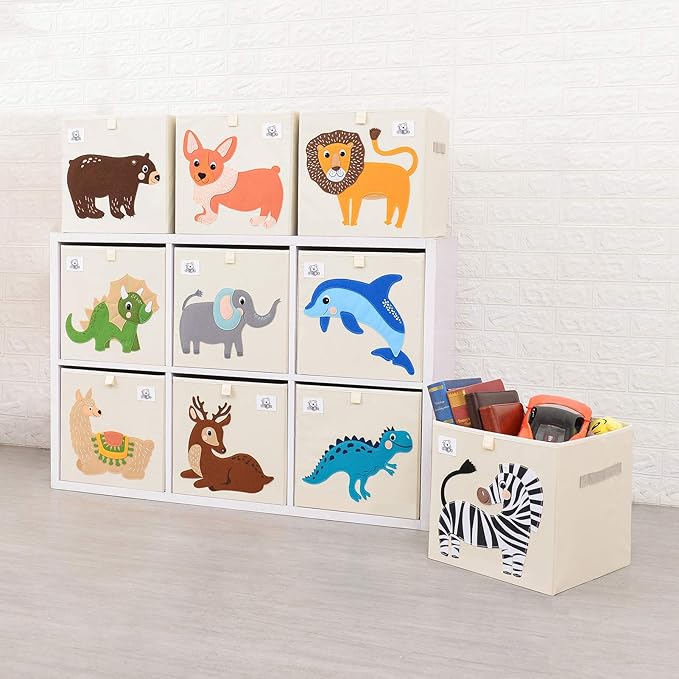 CLCROBD Foldable Animal Cube Storage Bins Fabric Toy Box/Chest/Organizer for Toddler/Kids Nursery, Playroom, 13 inch (Cute Elephant)