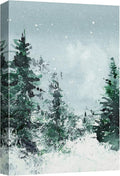 SIGNWIN Canvas Print Wall Art Woodland Nursery Decor Winter Snow Watercolor Pine Tree Forest Nature Illustrations Modern Art Landscape Colorful for Living Room, Bedroom, Office - 24"x36"