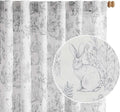 jinchan Linen Nursery Curtains 90 inch Long Woodland Wildlife Grey Print Drapes for Kid's Room Light Filtering French Country Farmhouse Gray Curtains with Bunny and Forest Design Set of 2 Panels