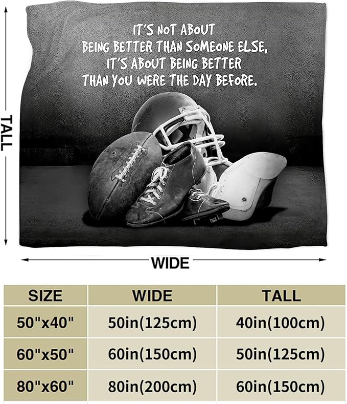 Football Blanket Football Throw Blanket Football Gifts and Decor Sports Blanket for Boys Men Girls Women Kids Adults Soft Warm Cozy Fleece Blanket for Couch Sofa Bed 80"x60"