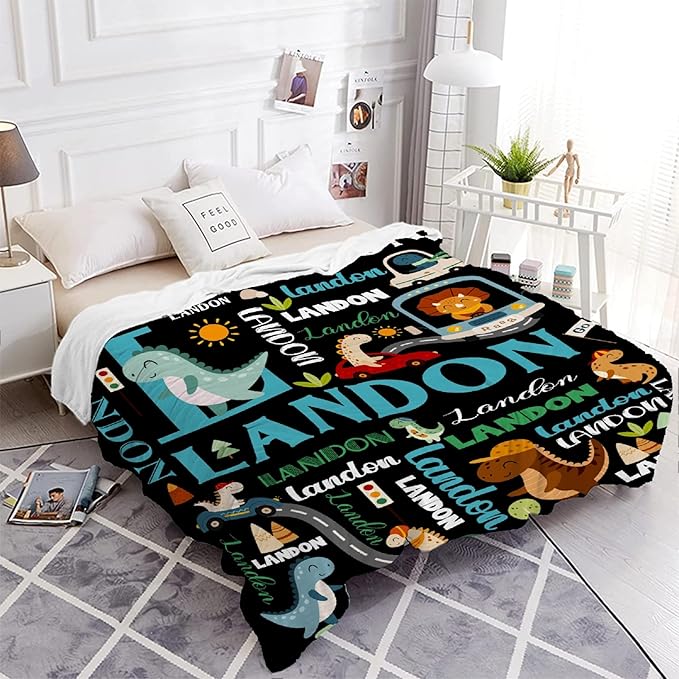 Custom Dinosaur Truck Blanket Gifts for Girls Boys Women - Super Soft Cozy Warm Throw Sheet for Couch Bed Sofa Office Decor All Season 60"x80" for Adult