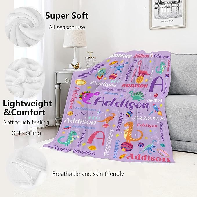 Custom Dinosaur Astronaut Blanket Gifts for Girls Boys Women - Super Soft Cozy Warm Throw Sheet for Couch Bed Sofa Office Decor All Season 60"x80" for Adult