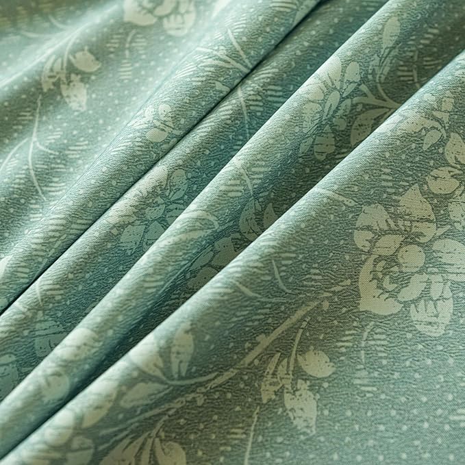 ENJOYBRIDAL Floral Curtains 96 Inch Long Sage Green Farmhouse Drapes Living Room Bedroom Semi Sheer Rod Pocket Window Curtain Panels Rustic Boho Retro 2 Panel Sets Window Treatments