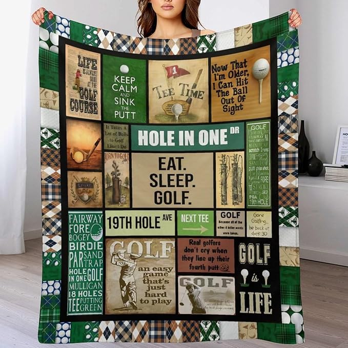 Golf Blanket Gifts for Golf Lovers Golf Throw Blanket for Women Men Adults Soft Warm Cozy Fleece Blanket for Couch Sofa Bed 60"x80"