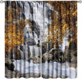Autumn Tree Leaf Blackout Curtains, Landscape Nature Forest Lake Waterfall Rod Pocket Window Drapes, for Bedroom Living Room 63" W X 72" L