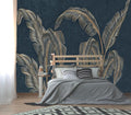 XMPMBM-Modernity Simple Abstraction Banana Leaf Fabric Wallpaper Dark Leaf Living Room Bedroom Bathroom Wall Mural-W 88" X H 59"（36 Square Foot）