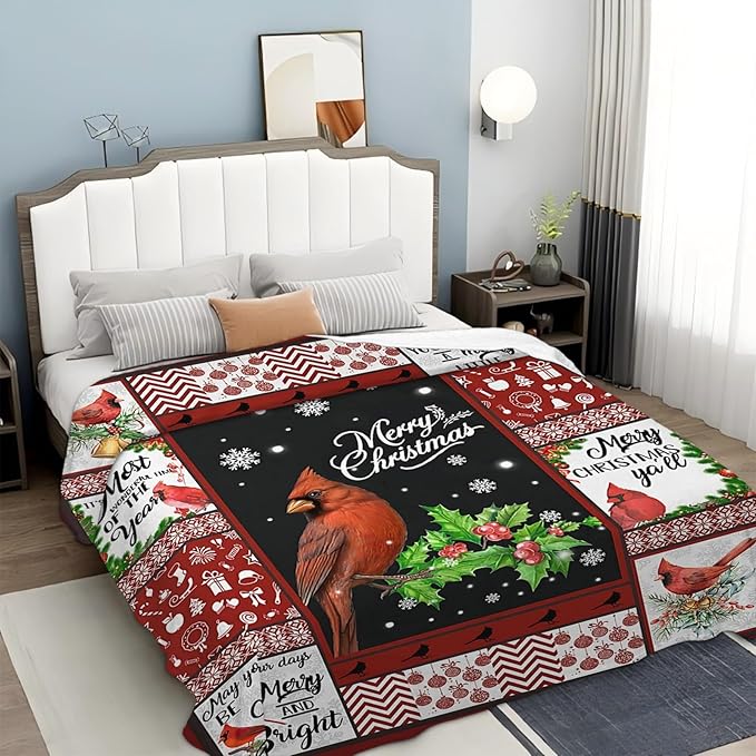 Tijuboni Cardinal Bird Throw Blanket for Girls Boys Women Men Kids Adults Soft Flannel Fleece Blanket for Couch Sofa Bed Home Decor 60"x80"