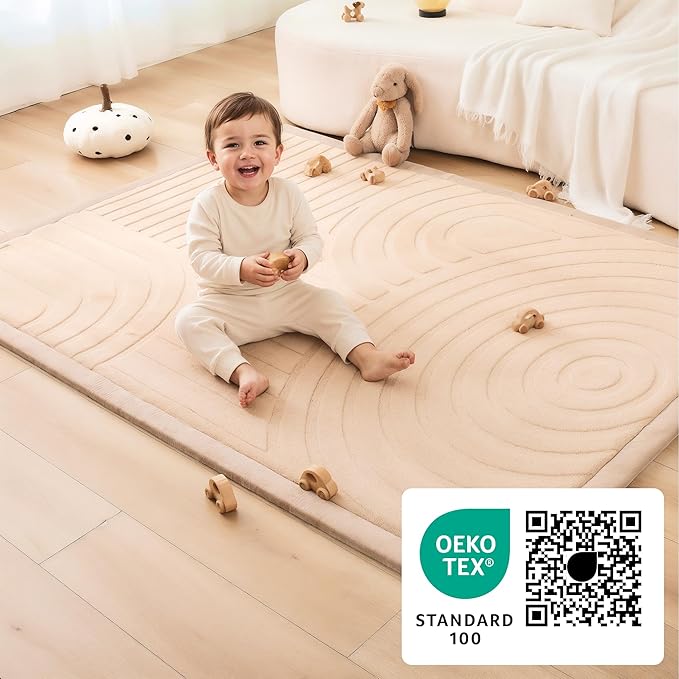 Hakuna Matte Premium Baby Playmat for Floor 60" x 80" Arches – Cloudsoft Coral Velvet Memory Foam Rug for Crawling – Non-Slip, Water-Resistant, Non-Toxic, Easy-Care, Thick Play Mat for Baby