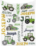 Personalized Tractor Blanket with Name for Baby Boys, Custom Name Blanket Trucks for Kid, Soft Flannel Toddler Blankets Customized Gift for Newborn Baby Shower Birthday-60 x80
