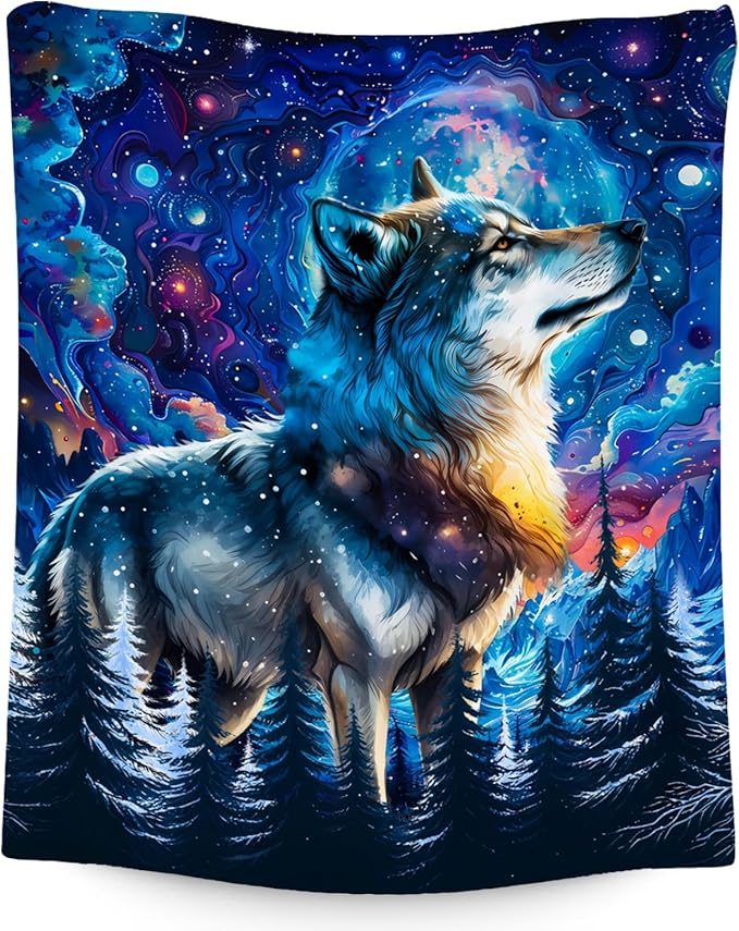 Boys Blanket Wolf Blankets Gifts for Kids - Flannel Soft Cool Throws for Office, Sofa - 30"x40"