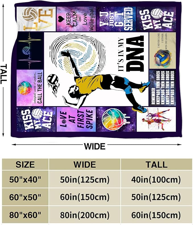 Volleyball Blanket Volleyball Gifts for Girls Boys Woman Kids Lover Sport Throw Blankets Soft Blanket Warm Fleece Flannel Plush Blankets for Bed Sofa Couch 60"x80"