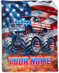 Personalized Kids Blanket for Gifts - 30" x 40" Inches Plush Truck Blanket for Boys - Lightweight Soft Throws for Couch, Office