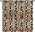 Leopard Curtains, Cheetah Wild Animal Geometric Stripe Wildlife Theme Window Drapes for Bedroom Living Room 63" W X 63" L
