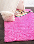Unique Loom Solid Shag Collection Area Rug (8' x 10' Rectangle Taffy Pink)