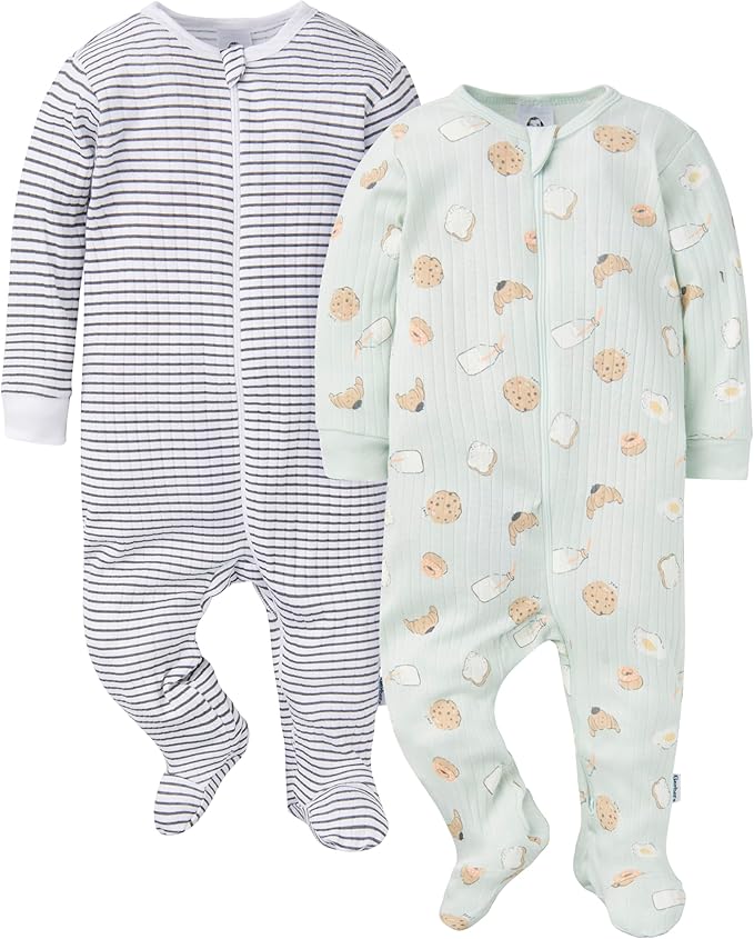 Gerber baby-girls Baby Unisex 2-pack 2-way Zip Textured Sleep 'N Play